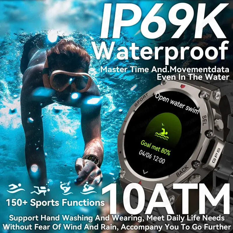 Taktische GPS Smartwatch mit Höhenmesser & Kompass