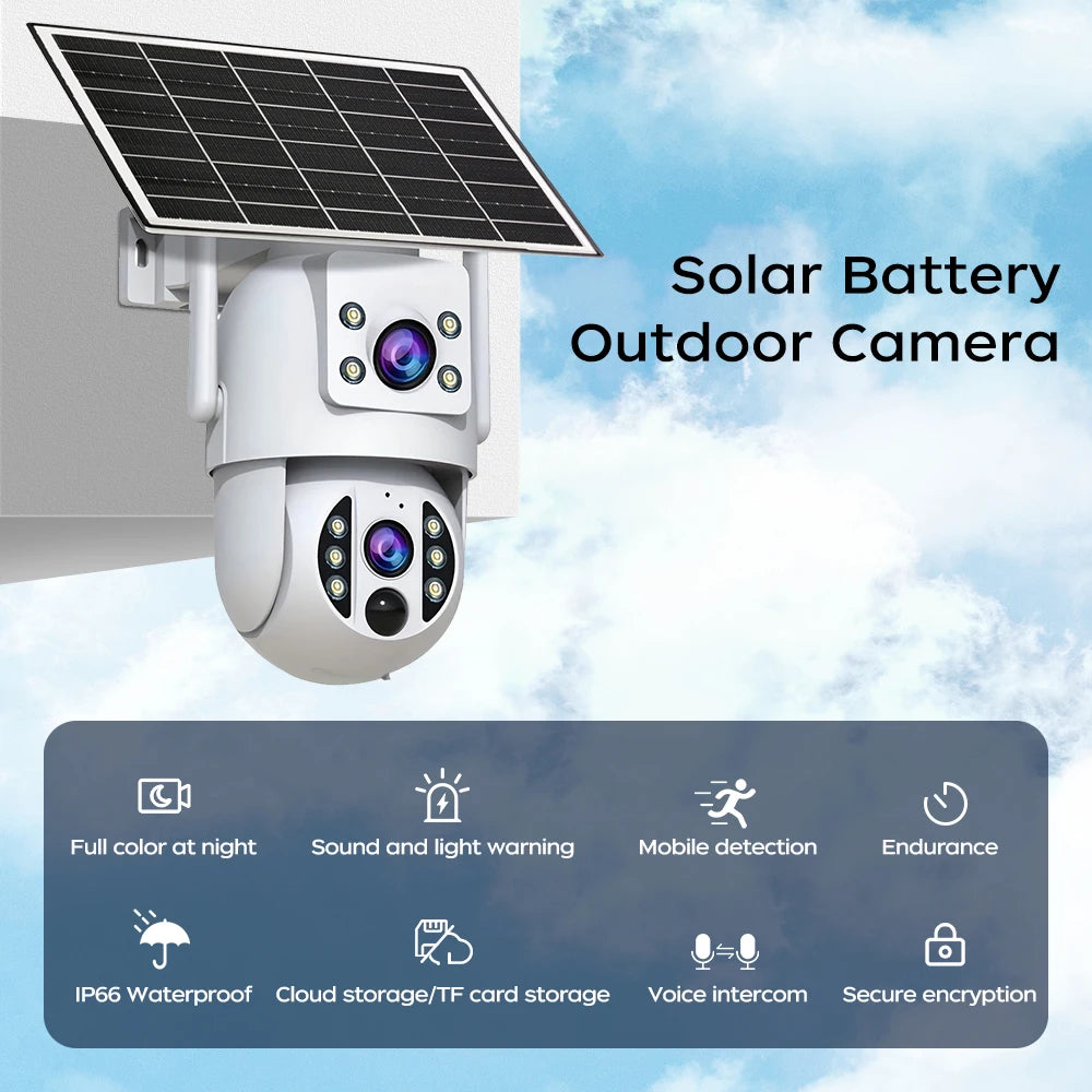 4K WiFi Solar Outdoor Camera with Dual Lens PTZ