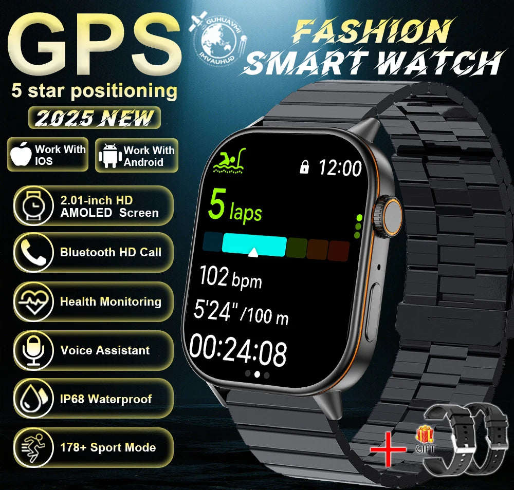 Robuste 2025 Militär GPS Smartwatch mit Taschenlampe & Bluetooth-Anruf für Android & iOS
