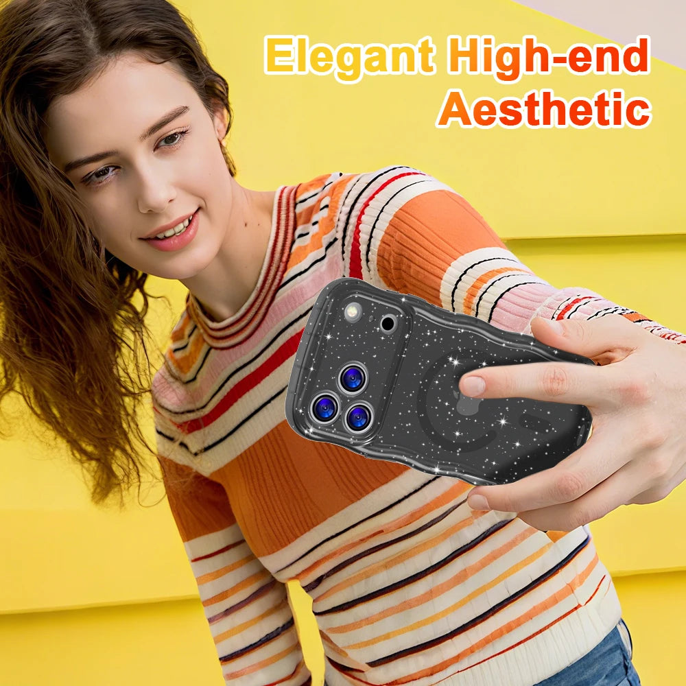 Luxus Magnethülle mit Glanz für iPhone 17 Pro Max