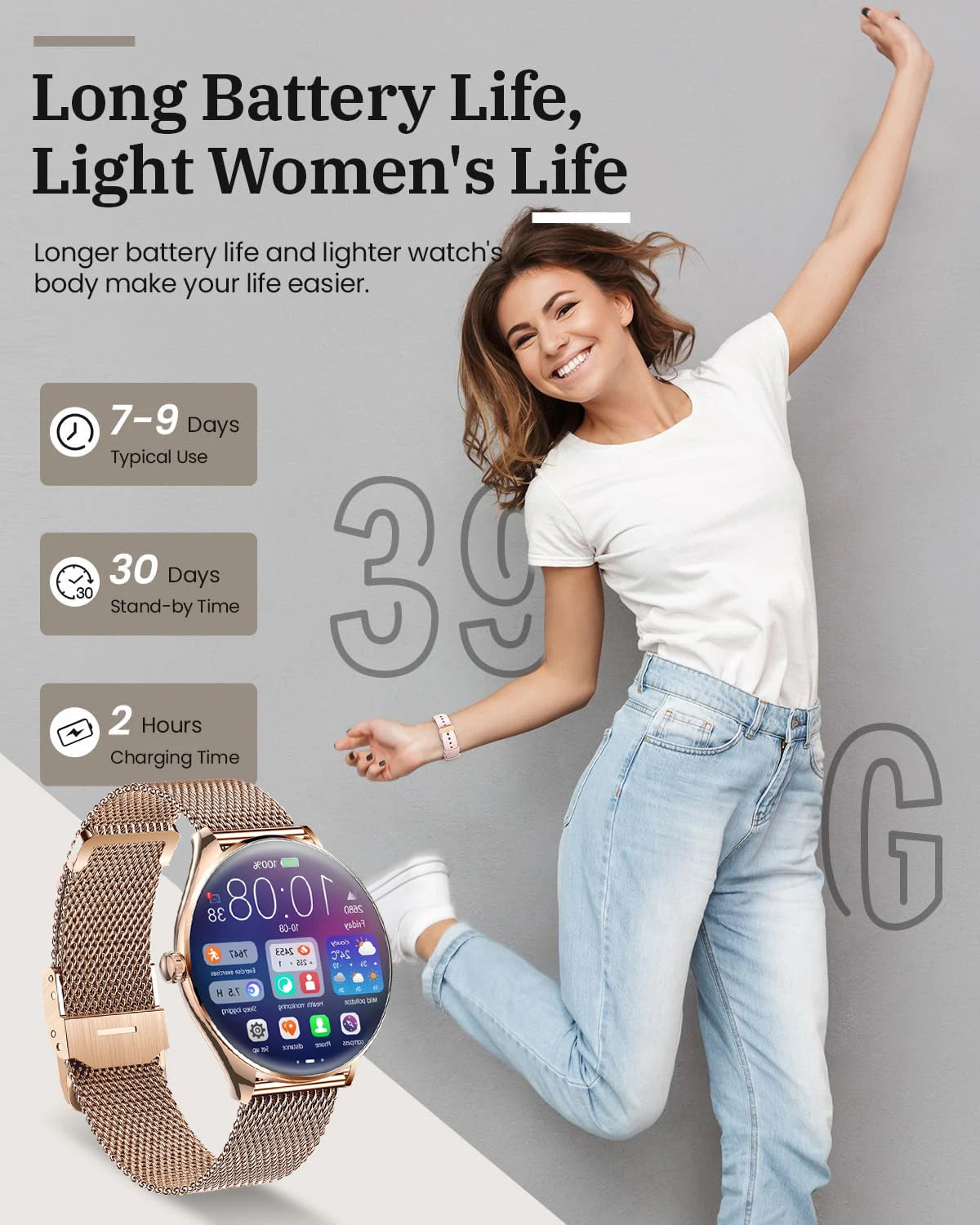 Ultra dünne Smartwatch 1,43" AMOLED HD Display