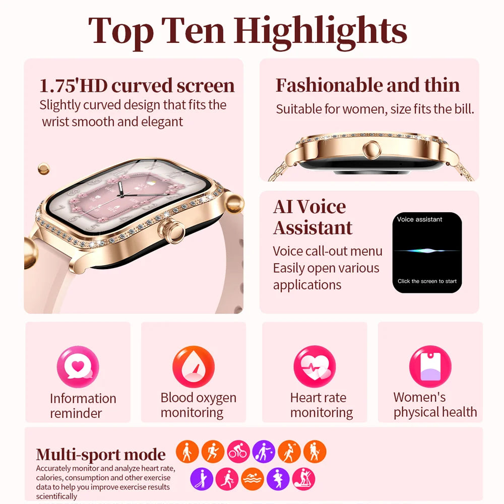 Elegante Damen Fitness Smartwatch mit Anruffunktion