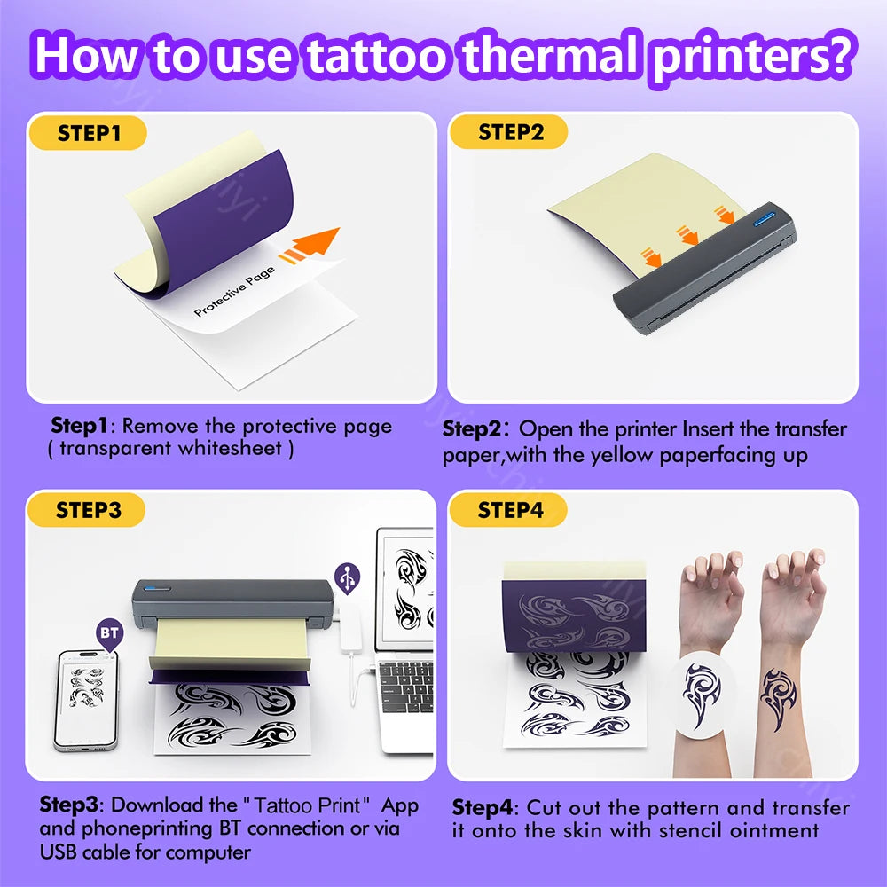 C80 Wireless Tattoo Stencil Printer, A4 Thermal Printing