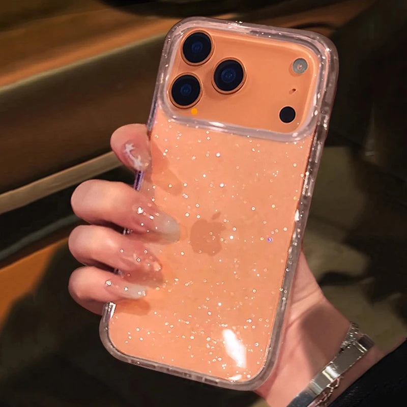 Luxuriöse Glitzernde, Transparente Hülle für iPhone 17 – Stoßfest
