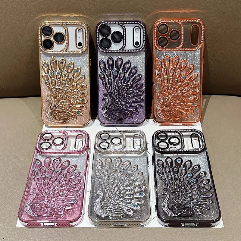 Luxus Glitzer-Pfau Hülle für iPhone 17 & mehr