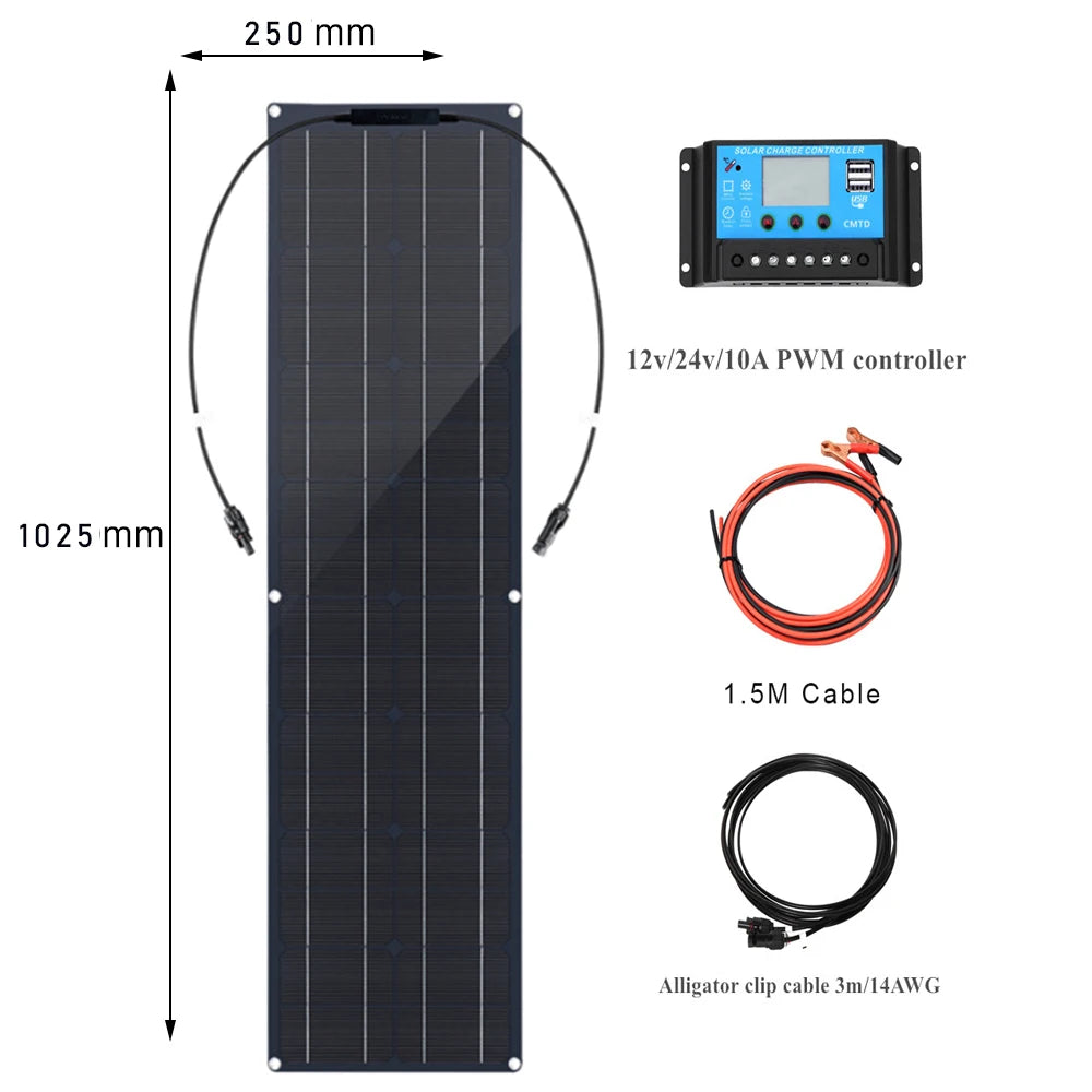 50W 12V Solar Panel Starter Kit for Motorhomes & Campers