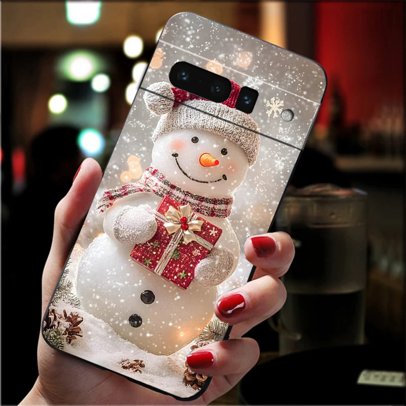 Weiche Weihnachts TPU Hülle für Google Pixel 8 9 und 10 Stoßfest Flexibel Rutschfest Langlebig Passgenau Silikon Case