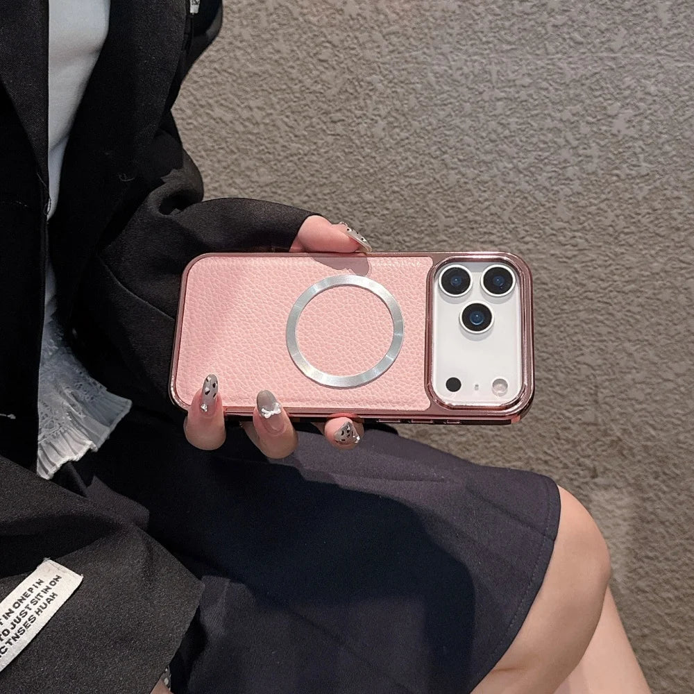 Magnetic PU leather case for iPhone 17 Pro Max