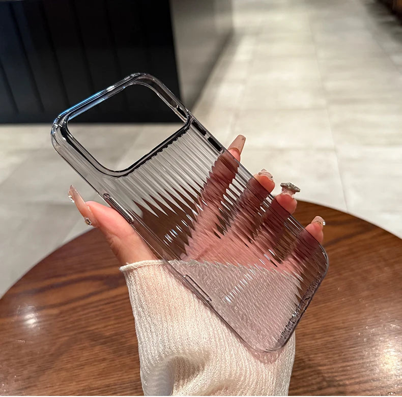 Luxuriöse, Transparente Hülle für iPhone 17 Pro Max – Wellenmuster, Stoßfest, Ultradünn