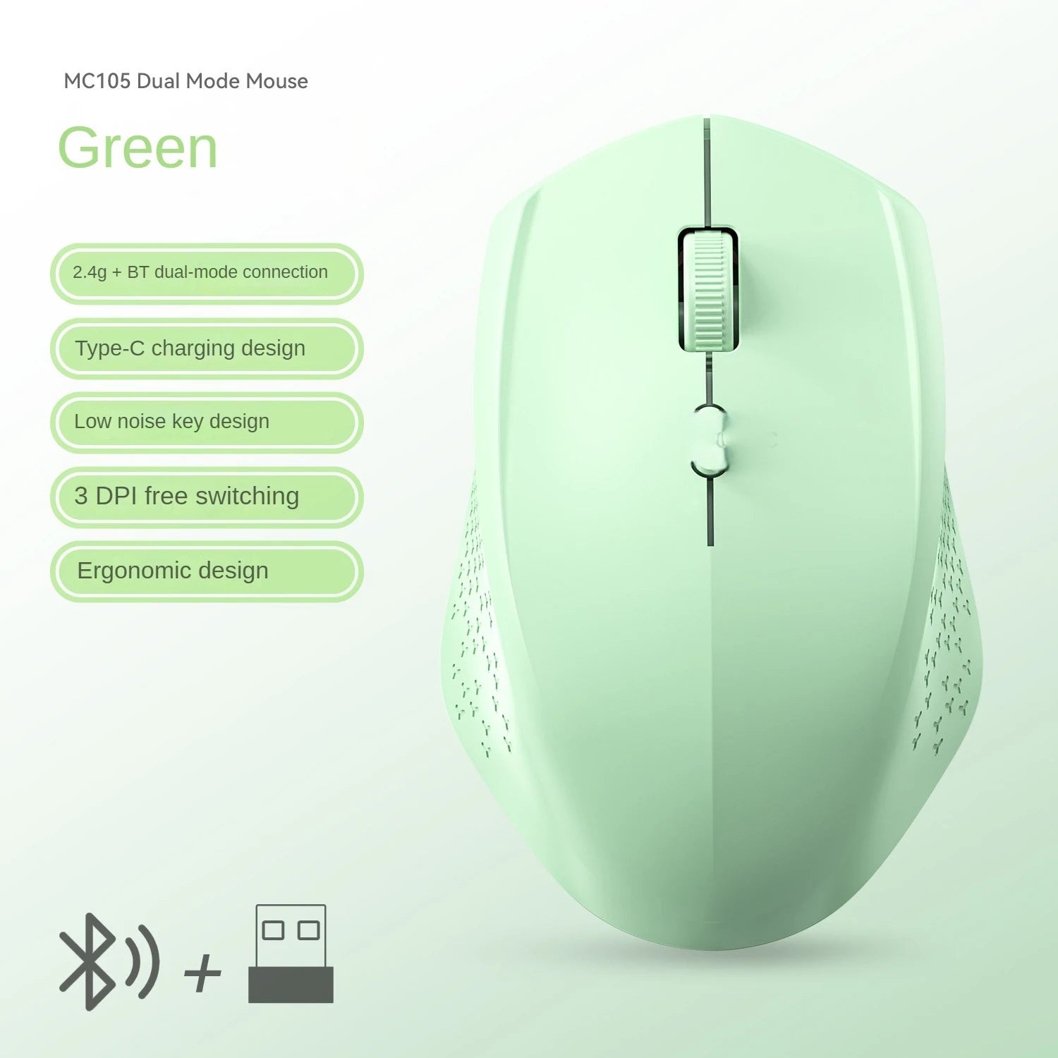 Kabellose Dual-Modus Maus leise 1600DPI US