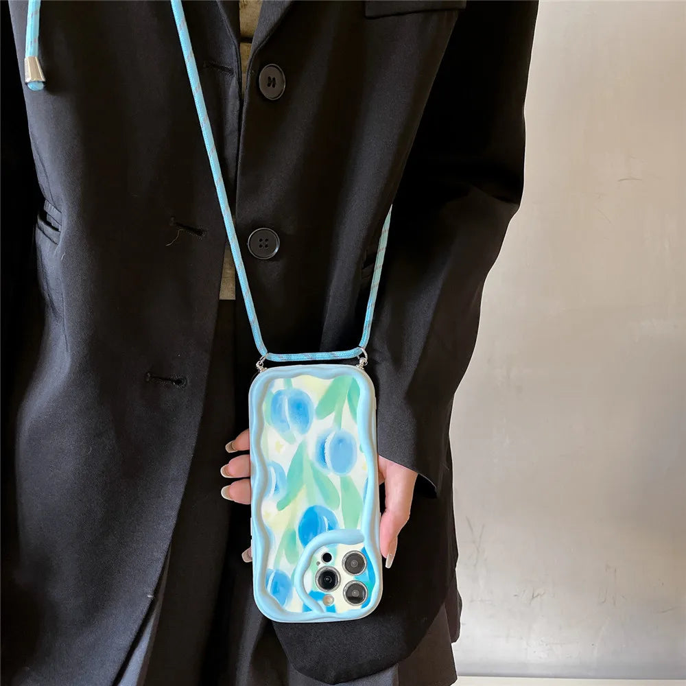 Floral Crossbody Phone Case with Strap for Samsung