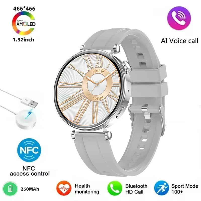 Elegante Damen Smartwatch GPS NFC Fullscreen 2025
