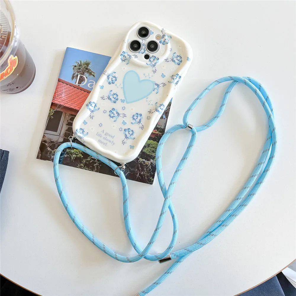 Floral Crossbody Phone Case with Strap for Samsung