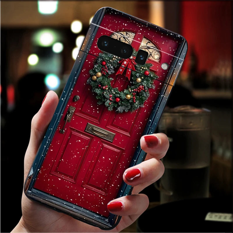 Ästhetische Weihnachts Silikonhülle für Google Pixel 8 9 und 10 Flexibel Stoßfest Schutz Weiches TPU Case