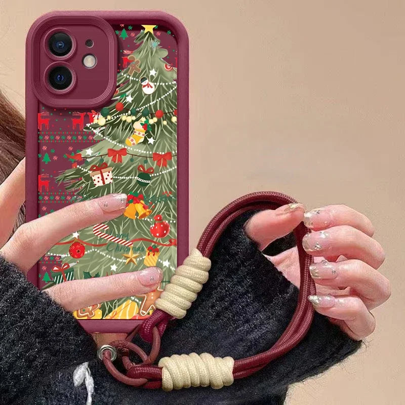 Cute Christmas phone case with red chain for Pixel