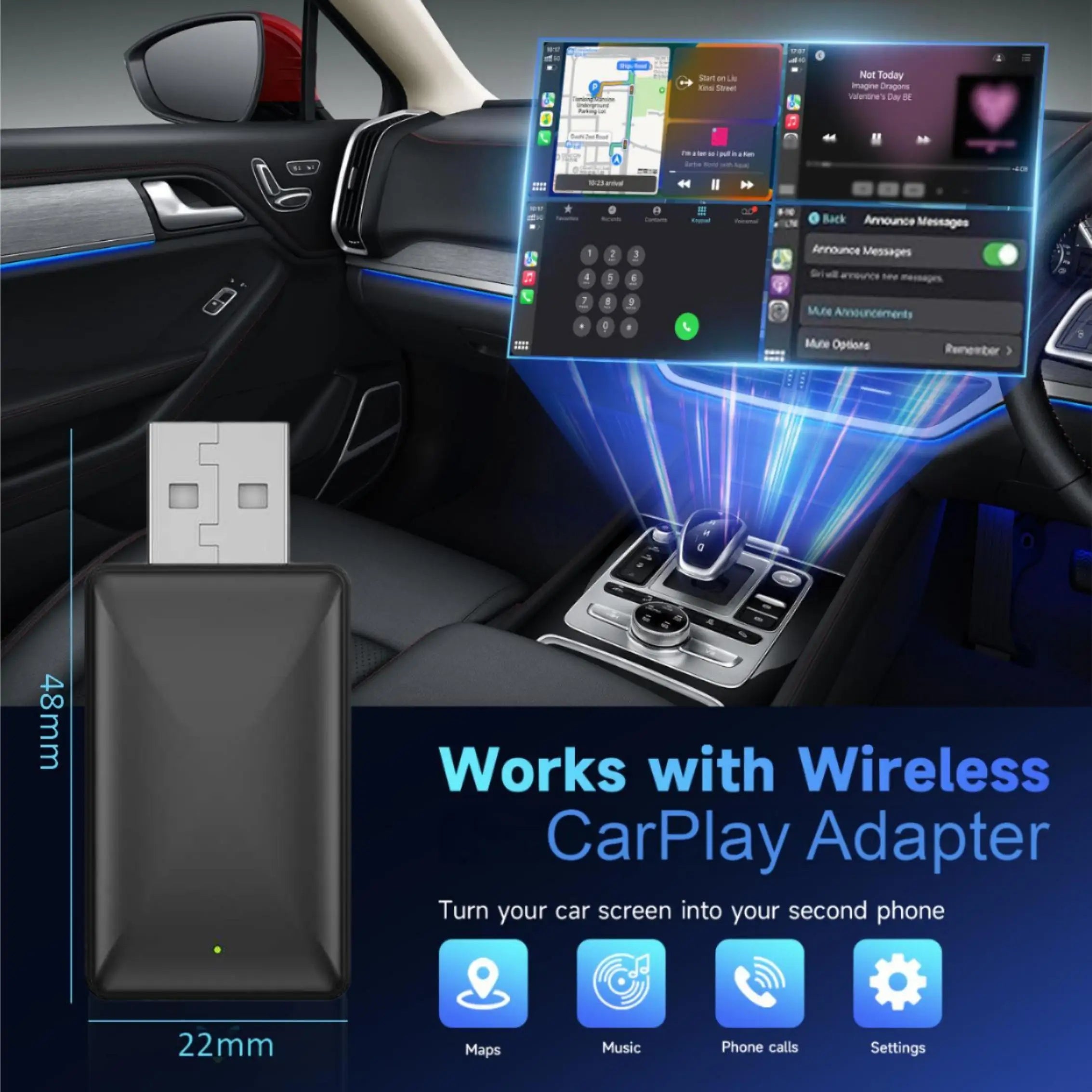 2-in-1 Wireless CarPlay & Android Auto Adapter