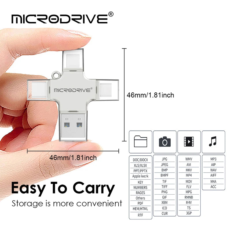 4-in-1 USB Stick & Kartenleser für iPhone & Android