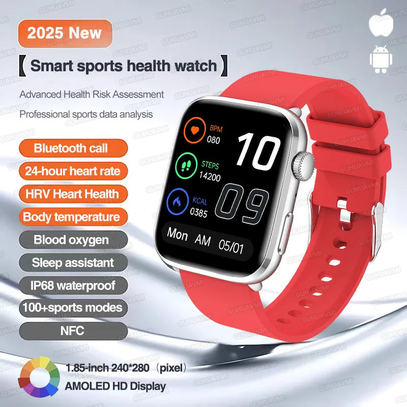 Klassische Smartwatch 2025 Herren Damen GPS NFC AMOLED