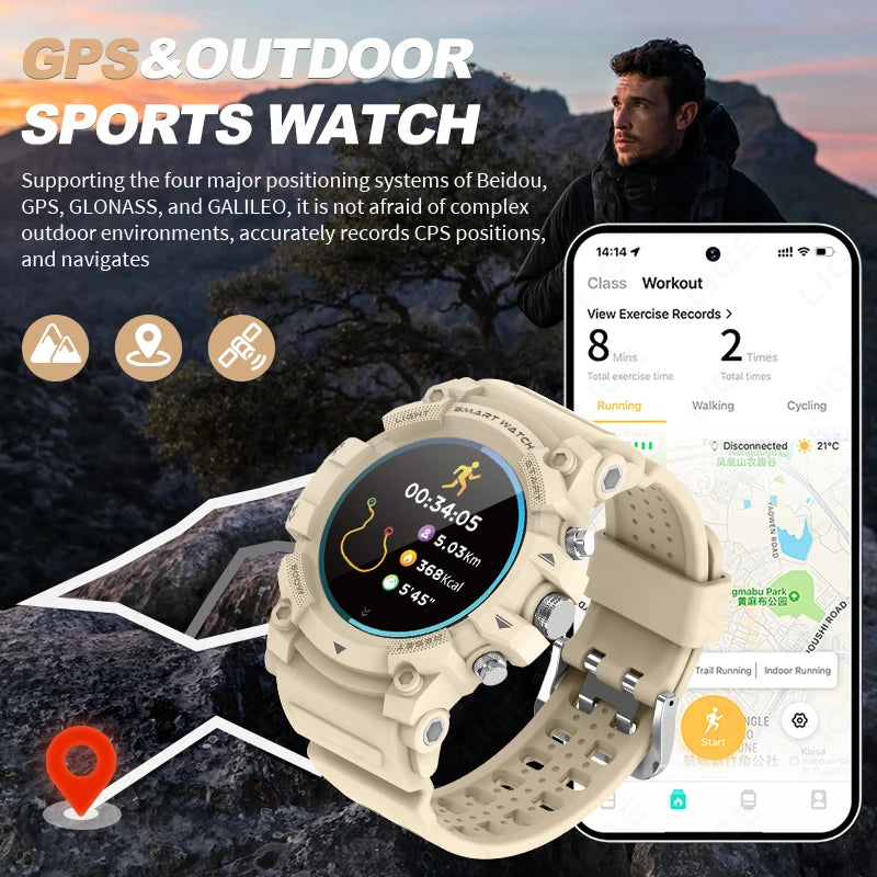 GPS Sport Smartwatch mit Herzfrequenz & Blutsauerstoff