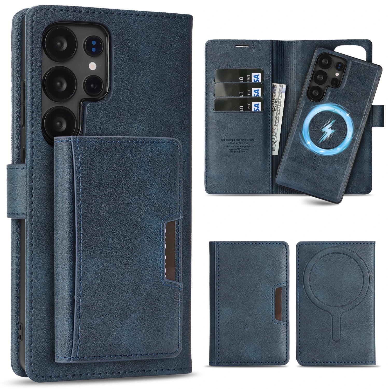3-in-1 Leder Wallet Hülle für Samsung Galaxy