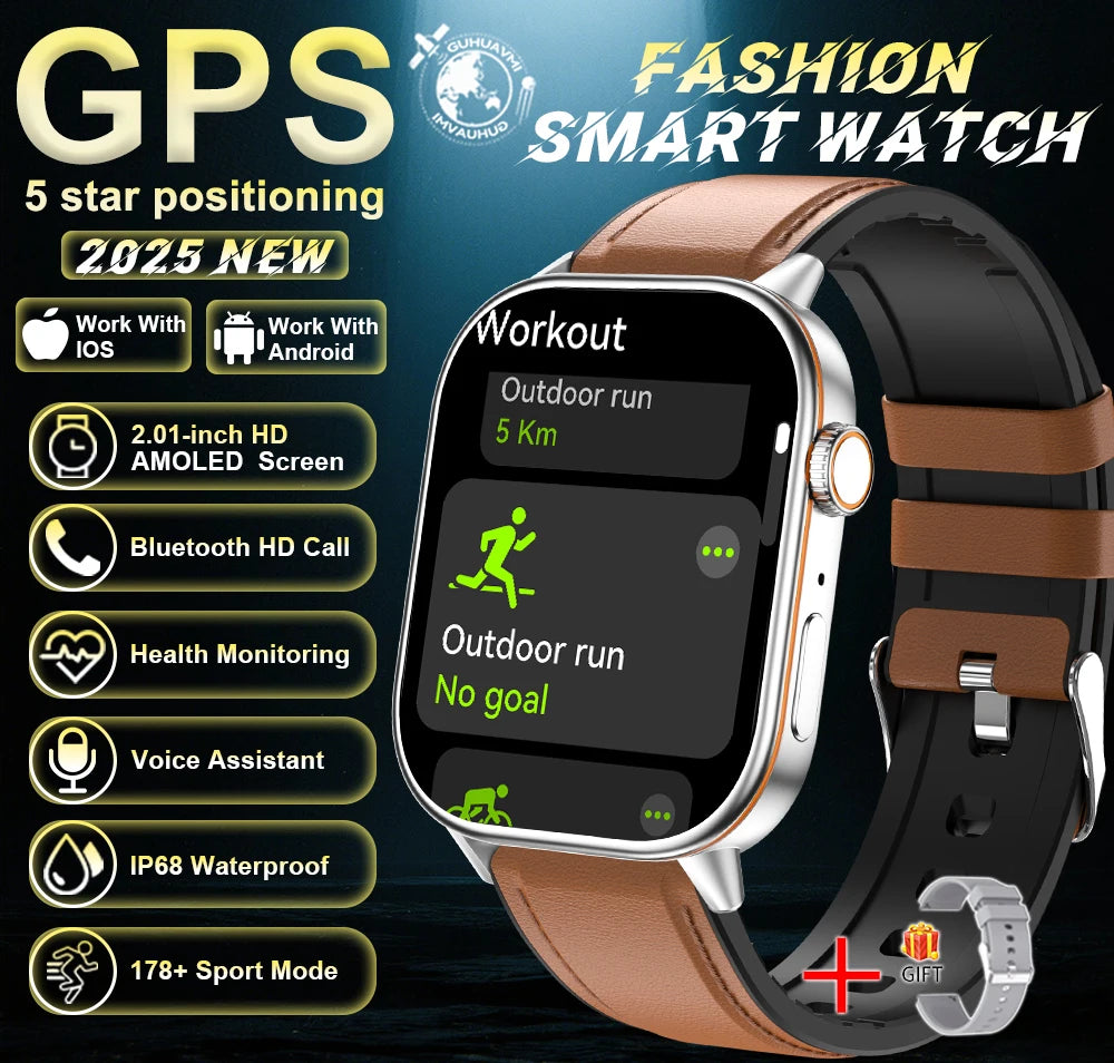 Robuste 2025 Militär GPS Smartwatch mit Taschenlampe & Bluetooth-Anruf für Android & iOS