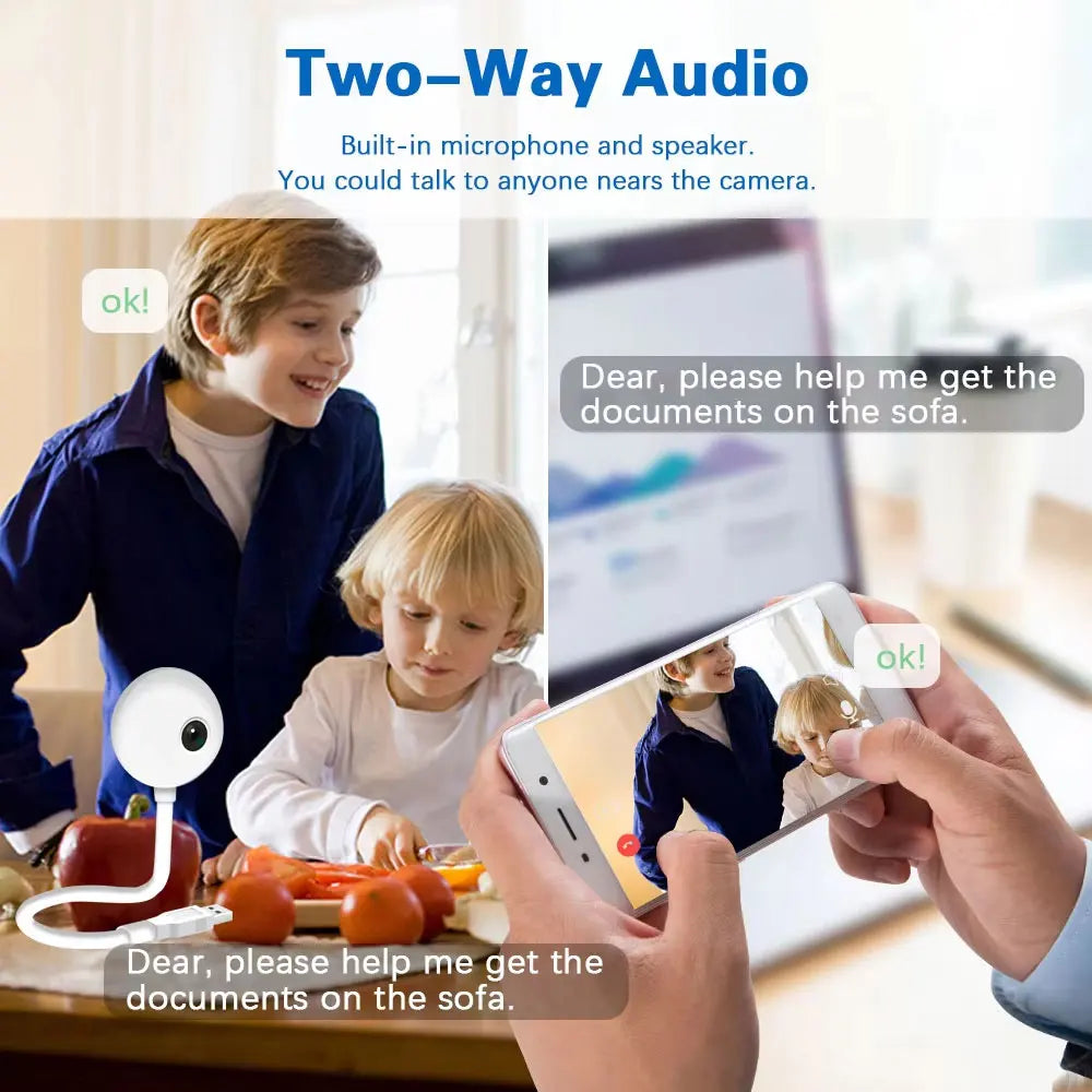 5MP Mini WiFi Baby Monitor Camera with AI Tracking