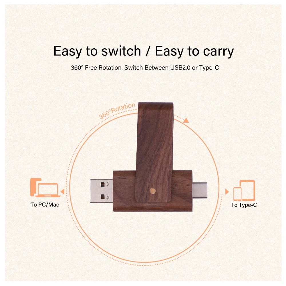 Schneller Versand USB 2.0 Holz-Flash-Laufwerk 64GB