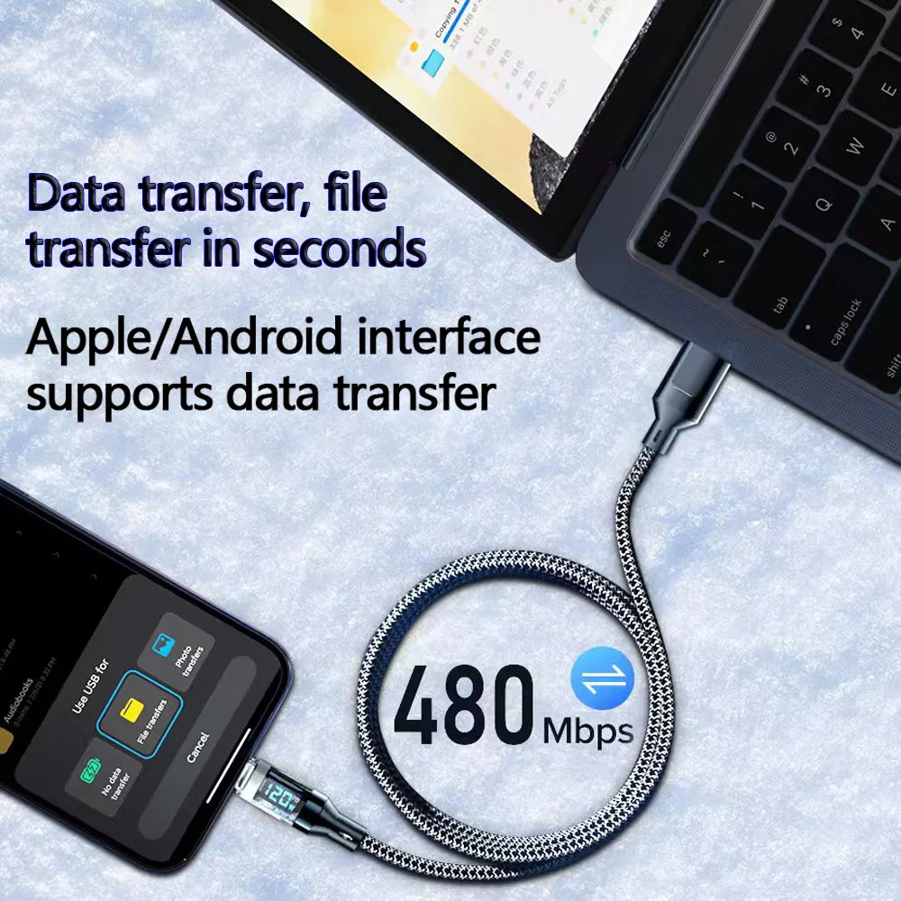 120W USB-C Ladekabel mit LED-Anzeige