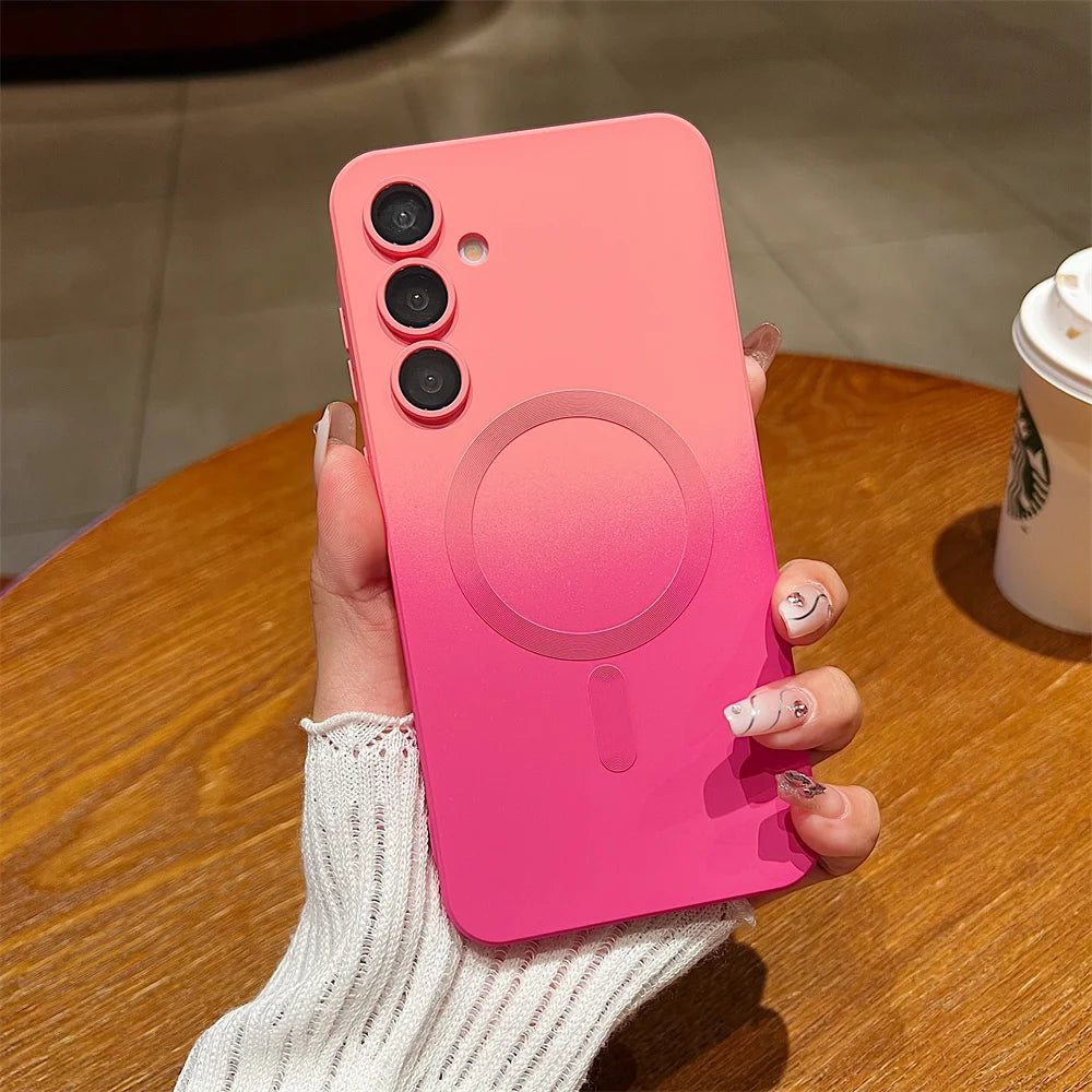 Stylish gradient case with magnet & soft silicone