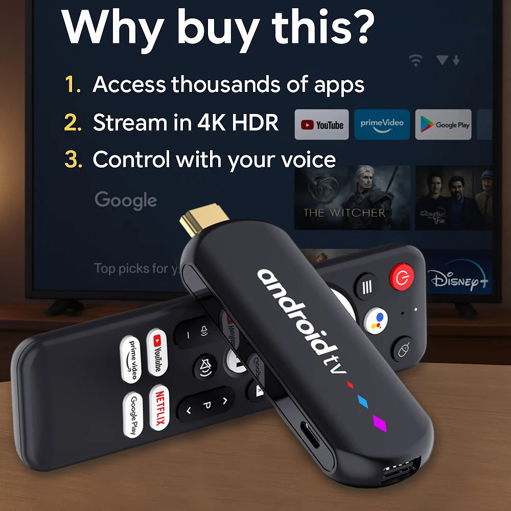 4K Android TV Stick mit Sprachsteuerung und WiFi