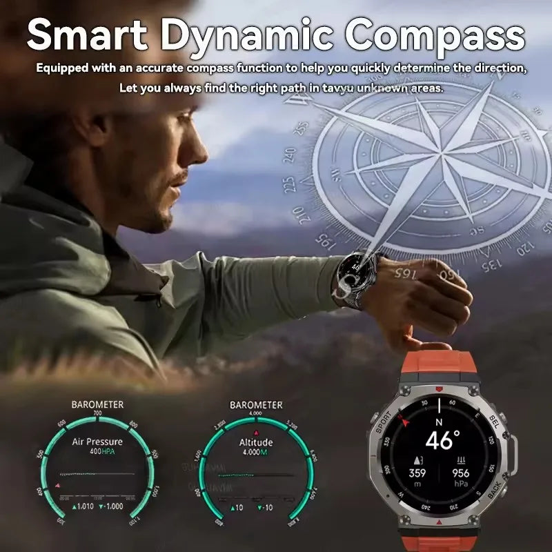 Taktische GPS Smartwatch mit Höhenmesser & Kompass