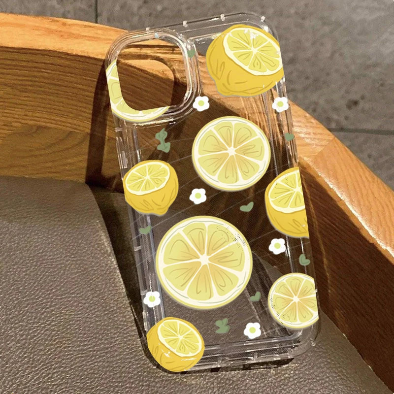 Sommer Lemon Blumen Clear Hülle für iPhone 17