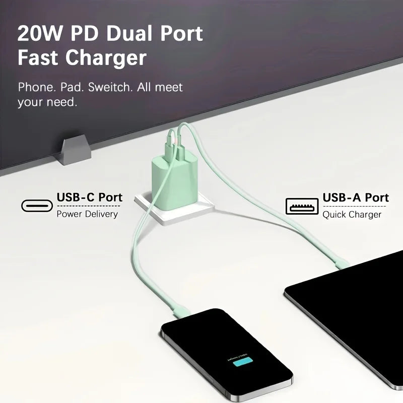 3er-Pack 20W Dual-Port Ladegerät mit Kabel