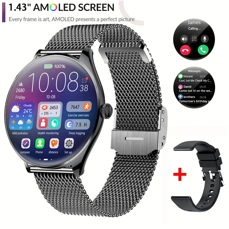 Ultra dünne Smartwatch 1,43" AMOLED HD Display
