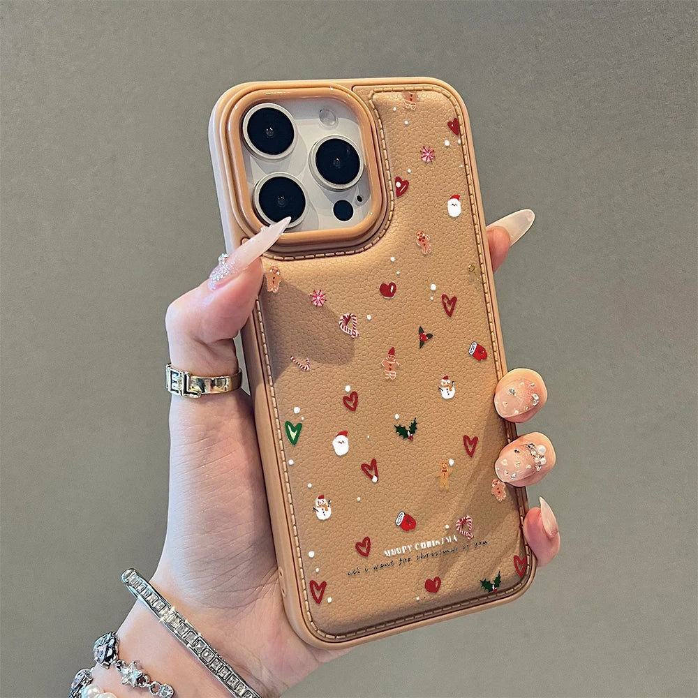 Weihnachts Handyhülle Leder Silikon für iPhone 17 Pro Max