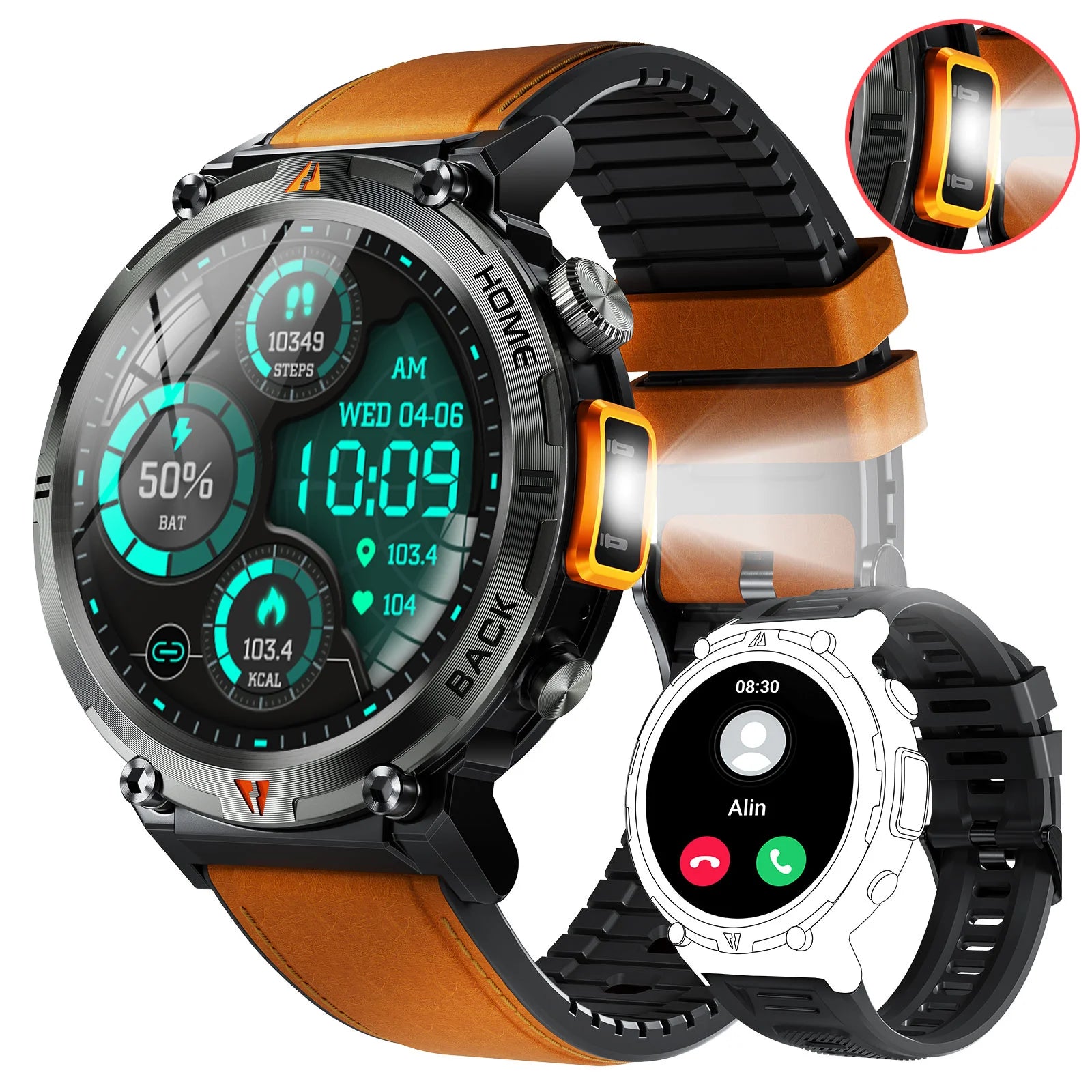 Elegante Smartwatch KE3 mit 3ATM Wasserschutz und Bluetooth-Anruf