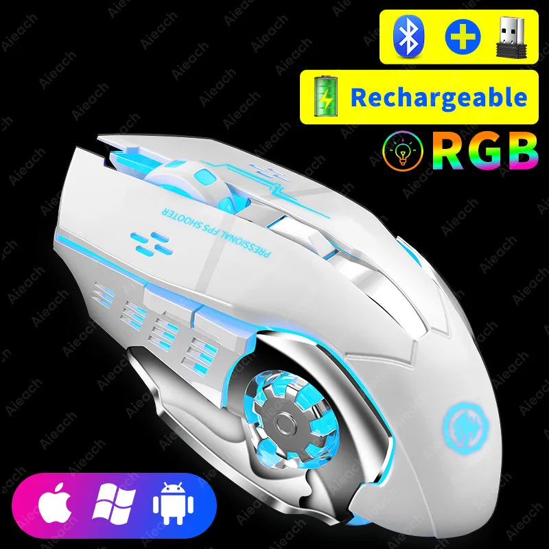 Mechanische Gaming-Maus kabellos 2000 DPI mit RGB