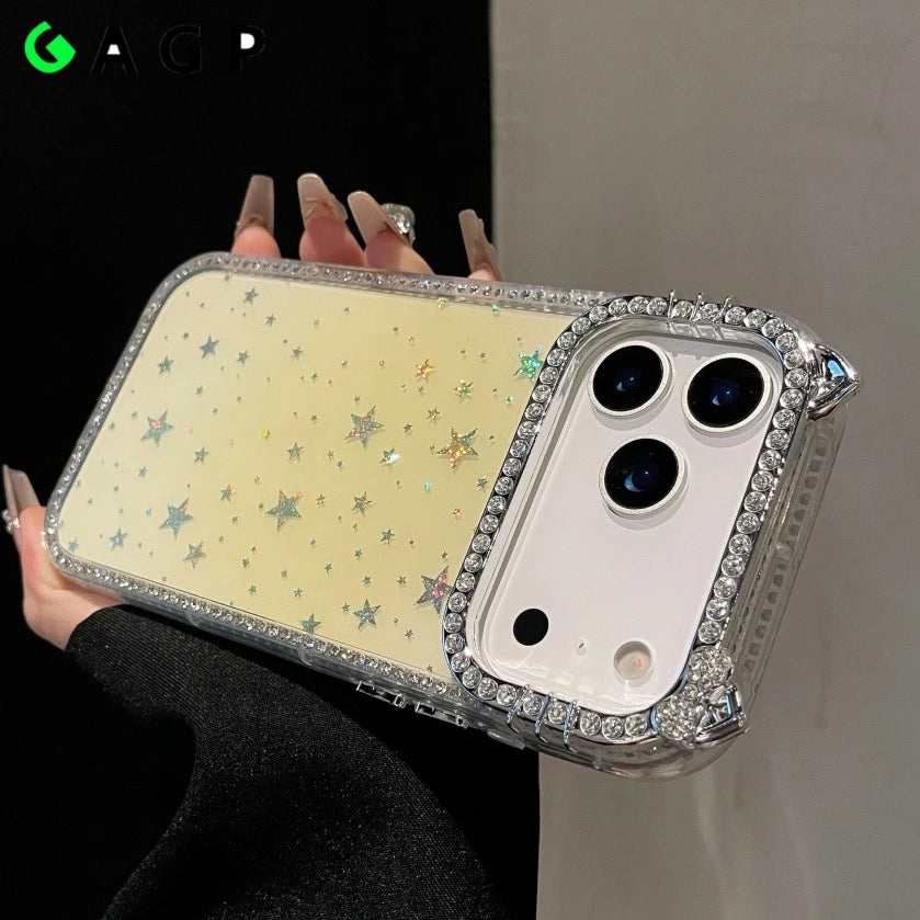 Luxuriöse Glitzer Katzenohren Hülle für iPhone 17 Pro Max