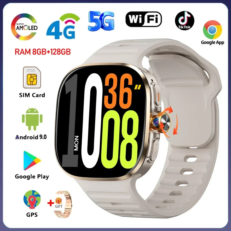 5G Smartwatch 2,4" AMOLED GPS Kamera 128GB Akku