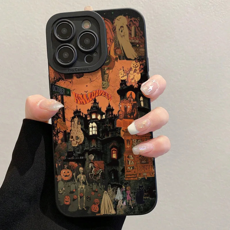 Halloween Silikon Hülle für iPhone 16 bis 14 Plus