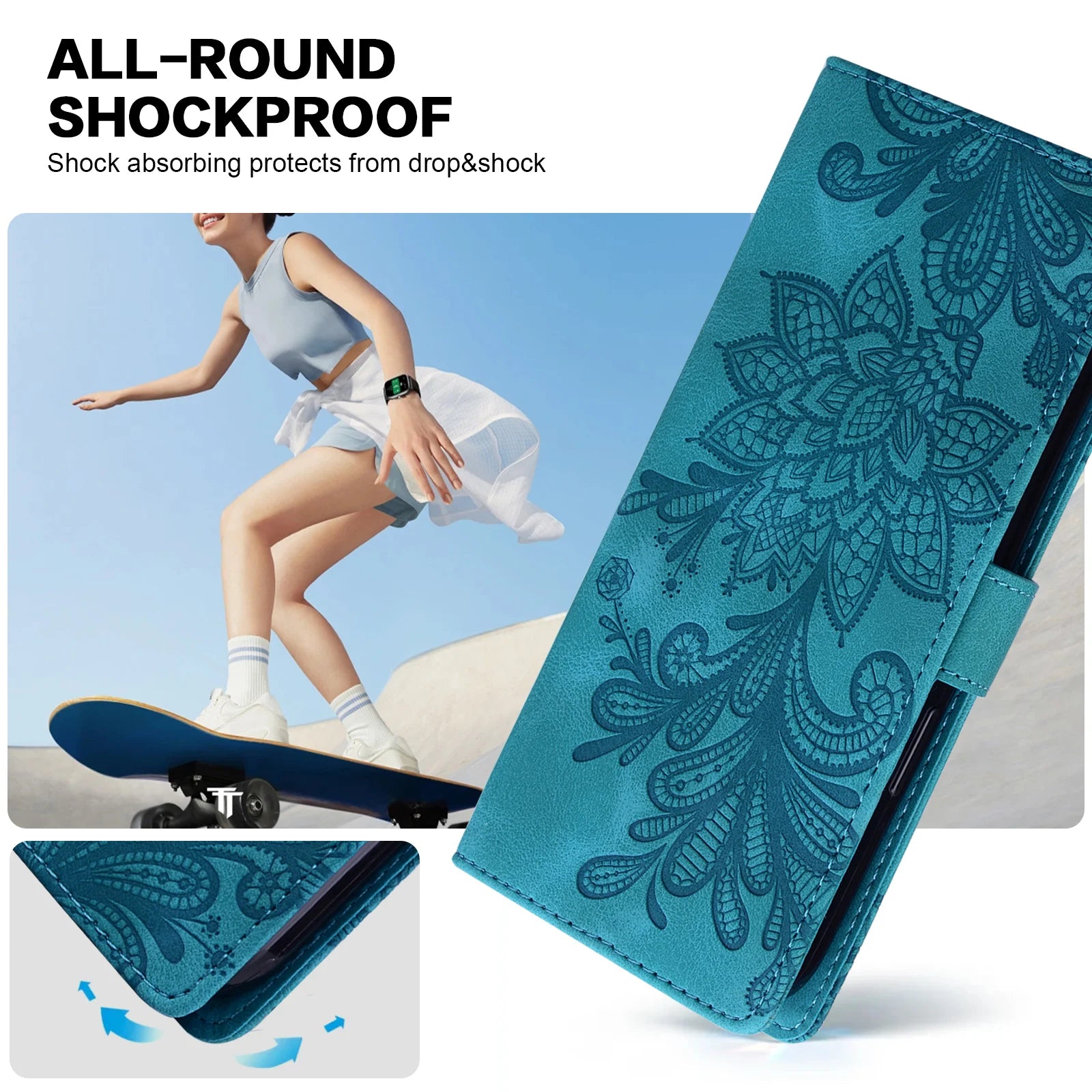 Präge Leder Flip Hülle für Xiaomi Poco