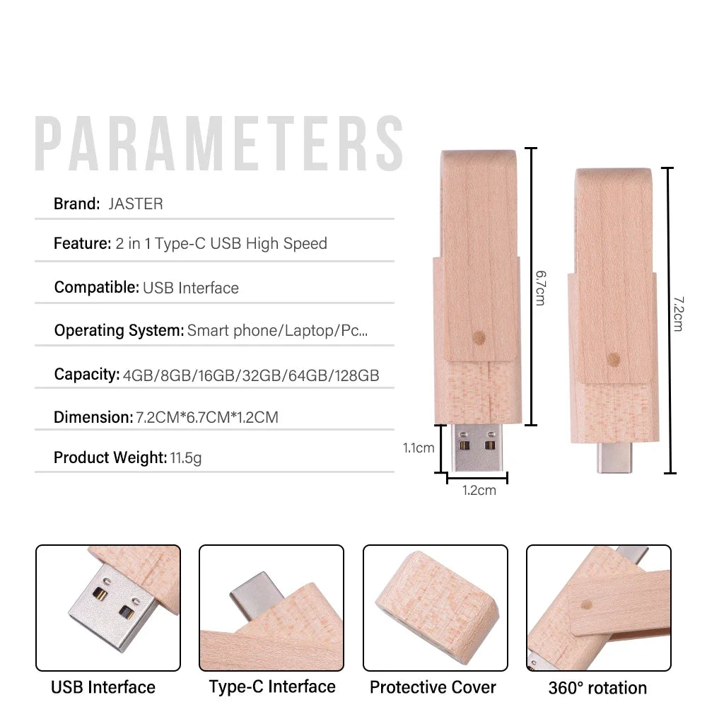 Schneller Versand USB 2.0 Holz-Flash-Laufwerk 64GB