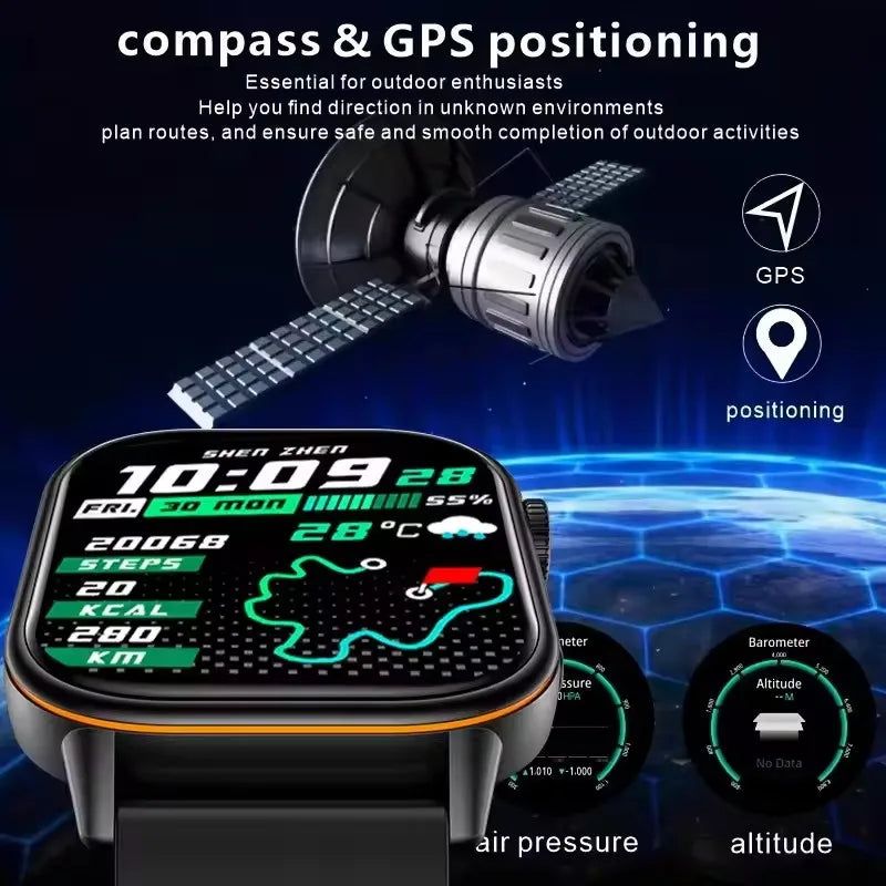 Robuste 2025 Militär GPS Smartwatch mit Taschenlampe & Bluetooth-Anruf für Android & iOS