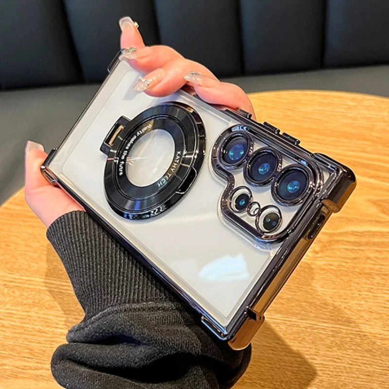 Luxus Magnet Hülle für Samsung mit Ständer