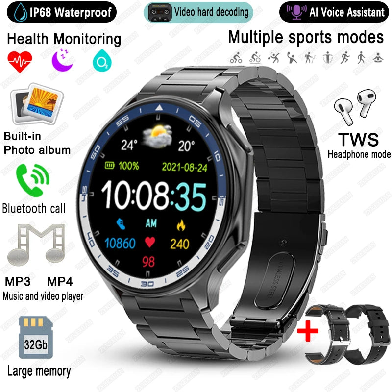 Elegante Smartwatch 2025 mit Video & Fitnessfunktionen