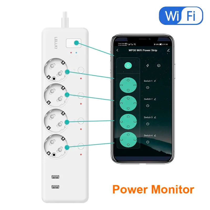 WLAN Steckdosenleiste mit USB und Energiemessung