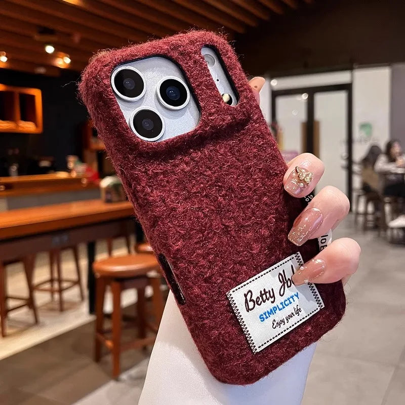 3D Herbst Winter Plüsch Hülle für iPhone 17 ProMax