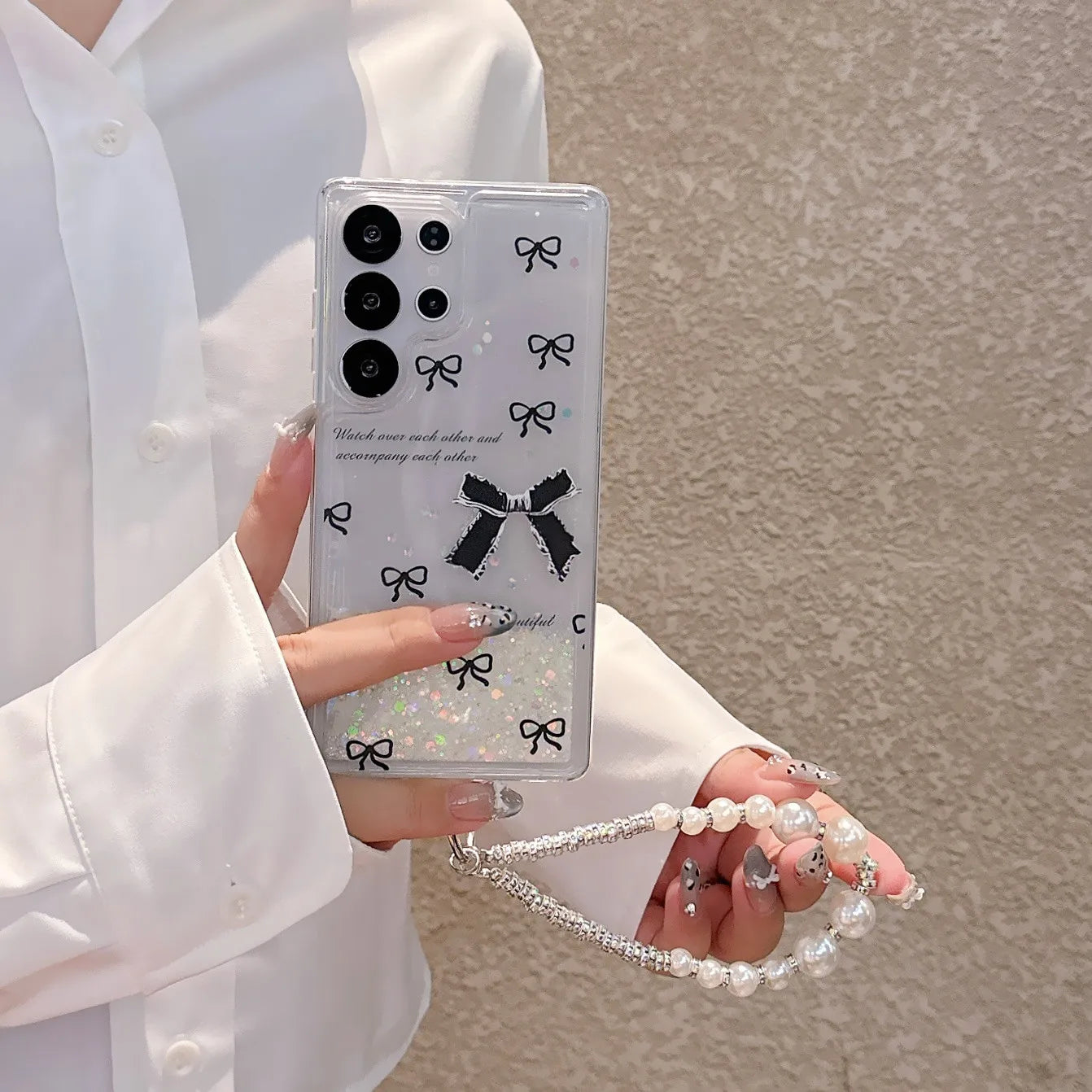 Bling Glitzer Hülle mit Schleife für Galaxy S25 Ultra