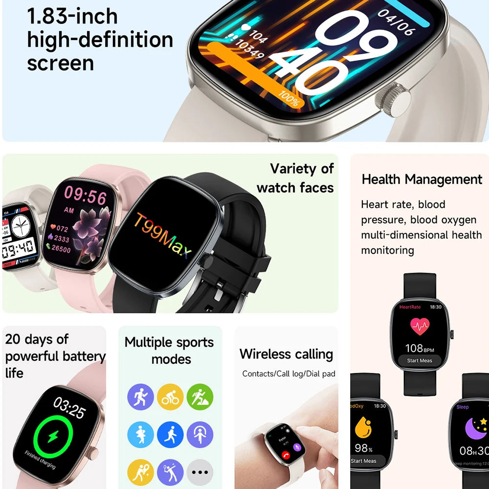 Smartwatch 2025 mit Farbdisplay und Bluetooth