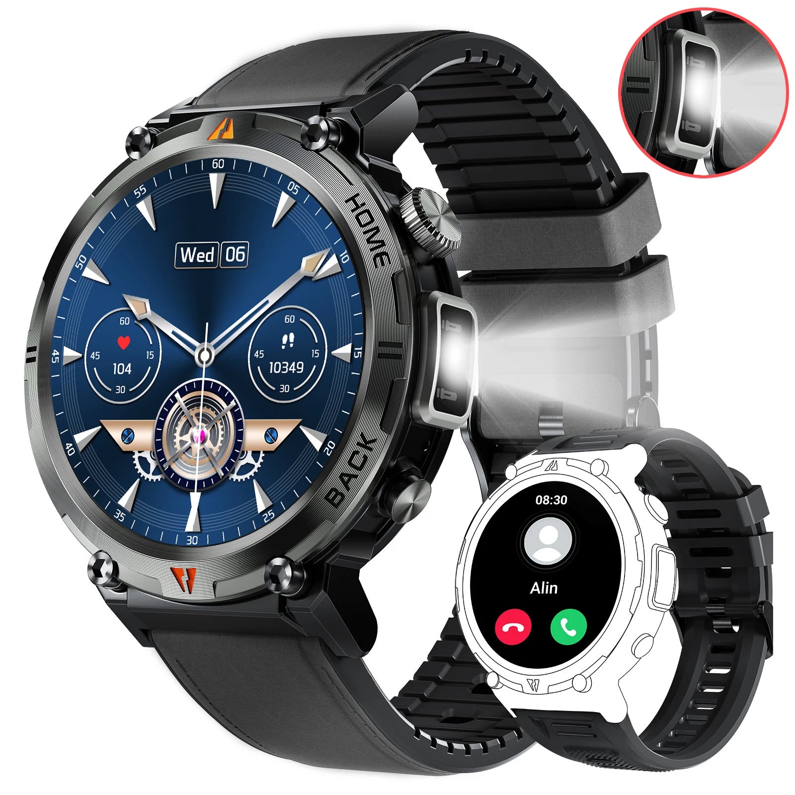 Elegante Smartwatch KE3 mit 3ATM Wasserschutz und Bluetooth-Anruf